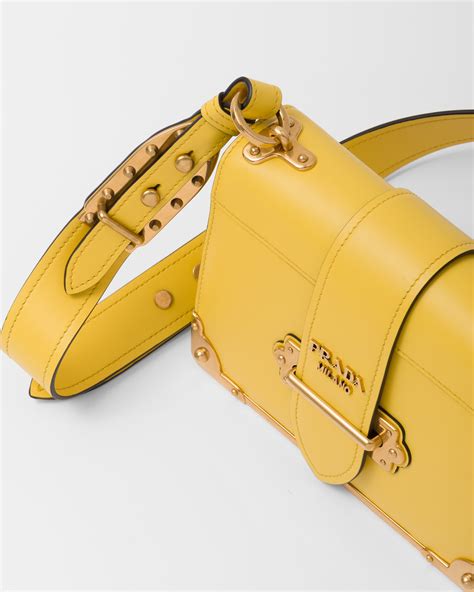 Sunny Yellow Prada Cahier leather bag 